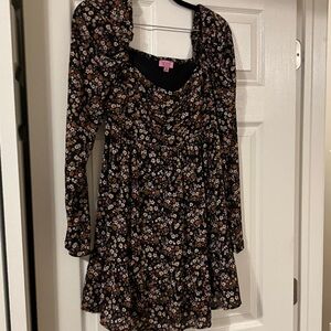 Miami Black Smocked Top with Floral Trim